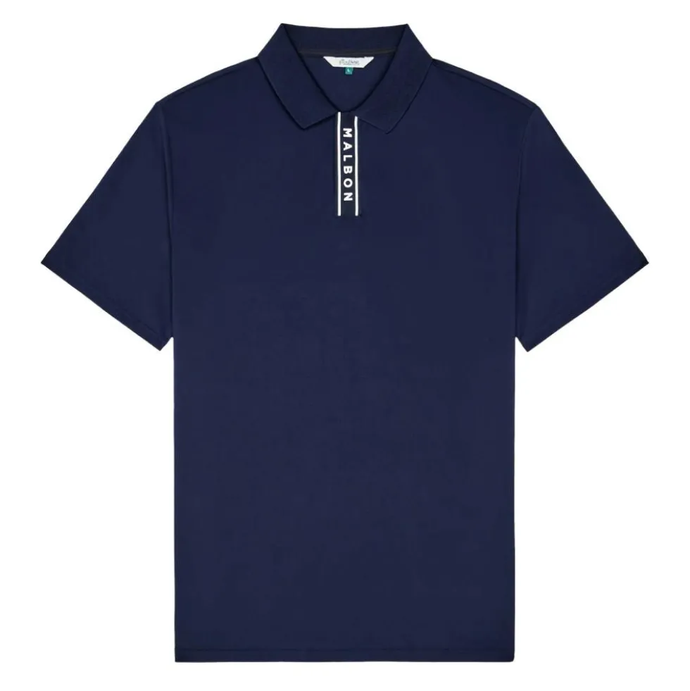 Evergreen Block Placket Pique Herre Navy