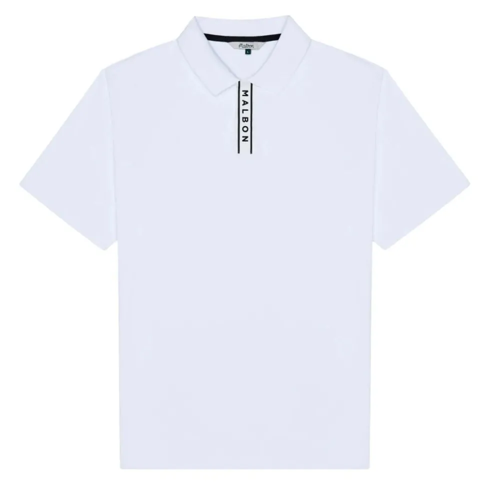 Evergreen Block Placket Pique Herre Hvit