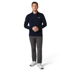 Merino Blend Quarter Zip Logogenser Navy