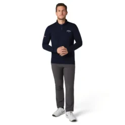 Merino Blend 1/4 Zip Genser Herre Navy