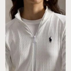RLX Cable Knit Full Zip Genser Dame Hvit