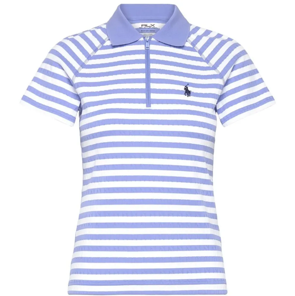 RLX Striped Cable Quarter Zip Pique Dame Blå/Hvit