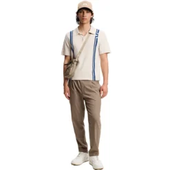 Rylan Stripe Knit Golf Pique Herre Moonbeam