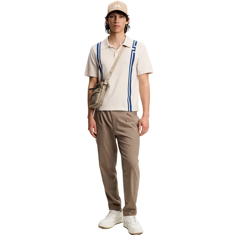 Rylan Stripe Knit Golf Pique Herre Moonbeam