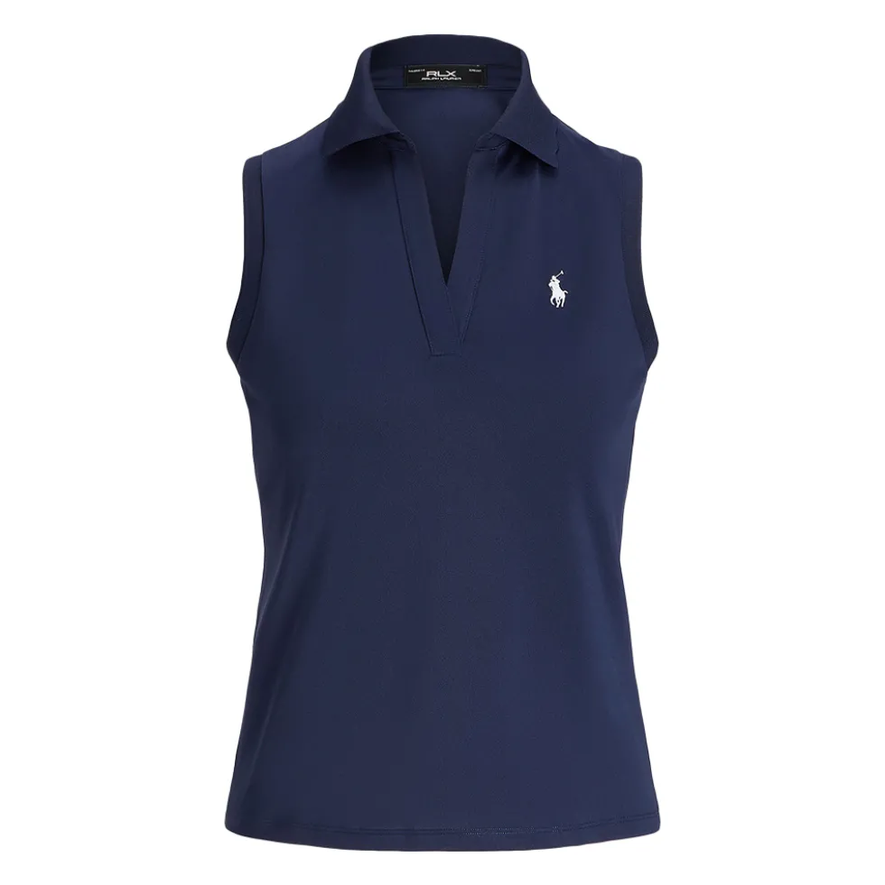 Sleeveless Pique Dame Navy