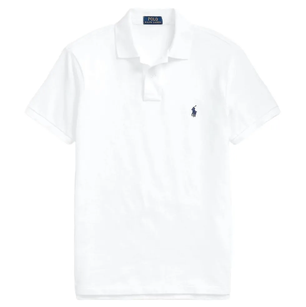 Slim Fit Mesh Pique Herre Hvit