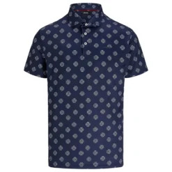Tailored Fit Pique Herre Golf Print Navy