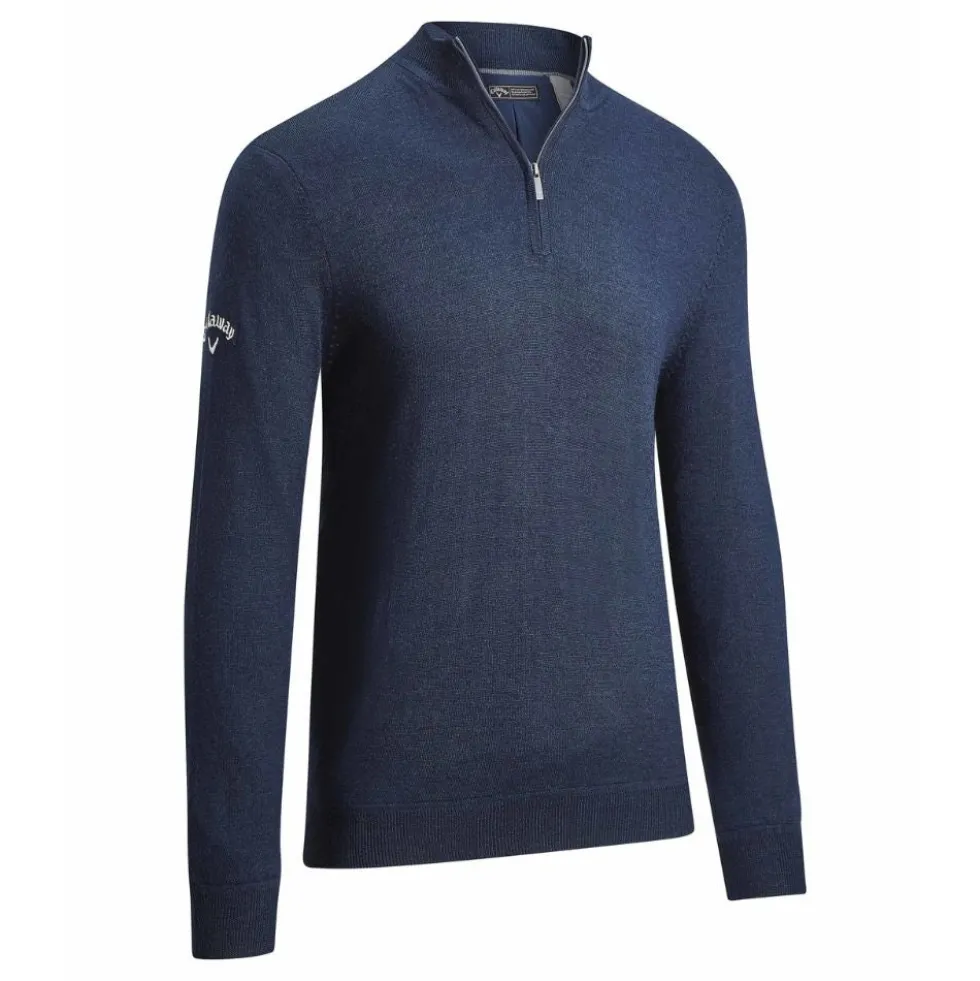 1/4 Zip Wind Stop Genser Herre Navy